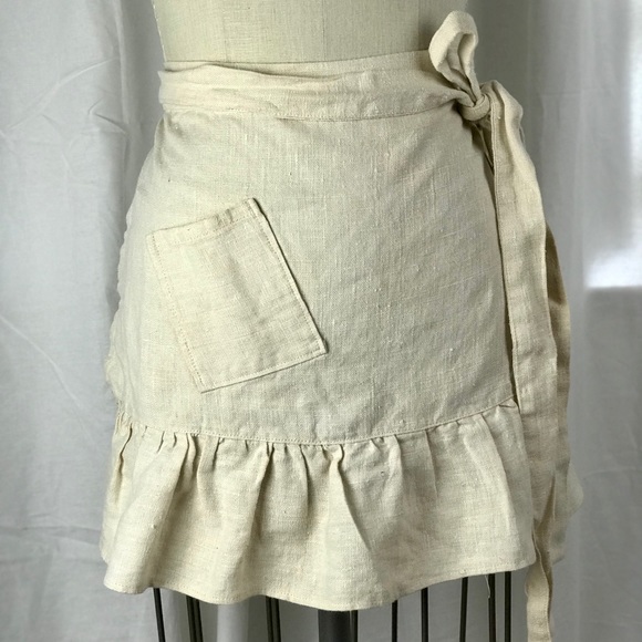 flax n linens Accessories - New French linen ruffle apron